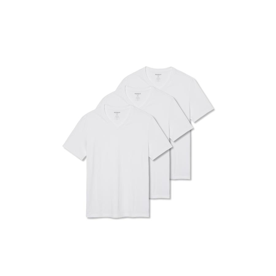 Men's Pima Cotton V-Neck T-Shirt 3-Pack - Relaxed Tank Style