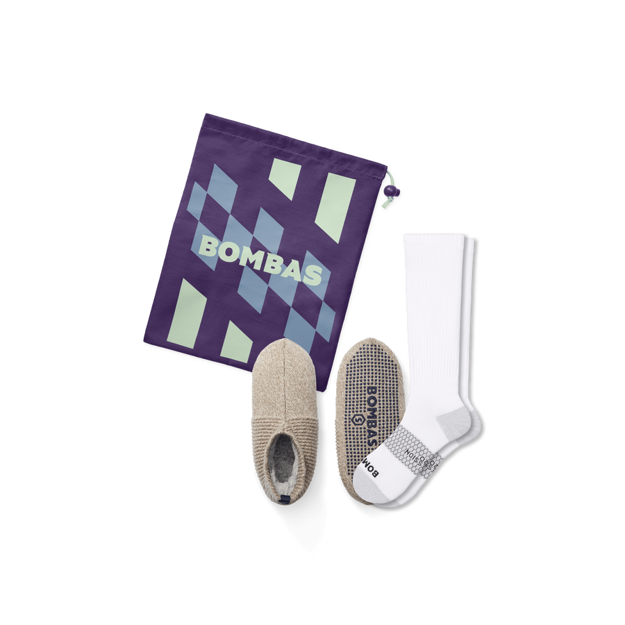Women's Travel Compression Sock and Gripper Slipper 2-Pack - Motion Relief