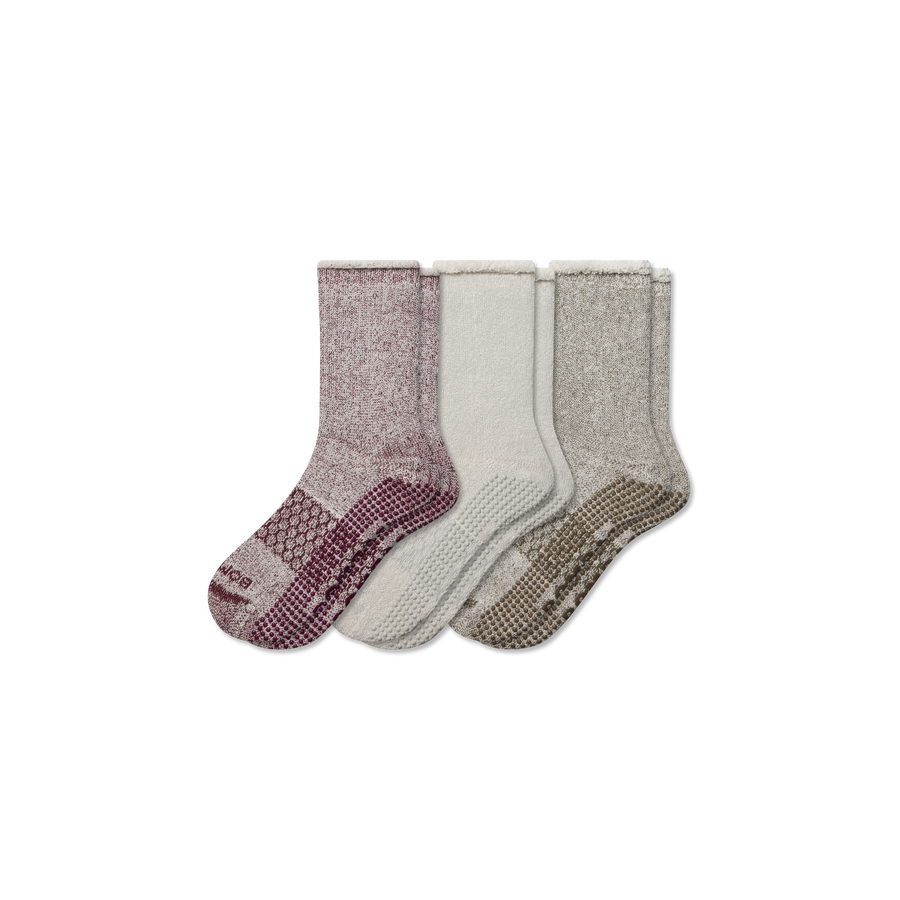 Women’s Roll-Top Merino Blend Gripper House Sock 3-Pack - Smooth Run Fit