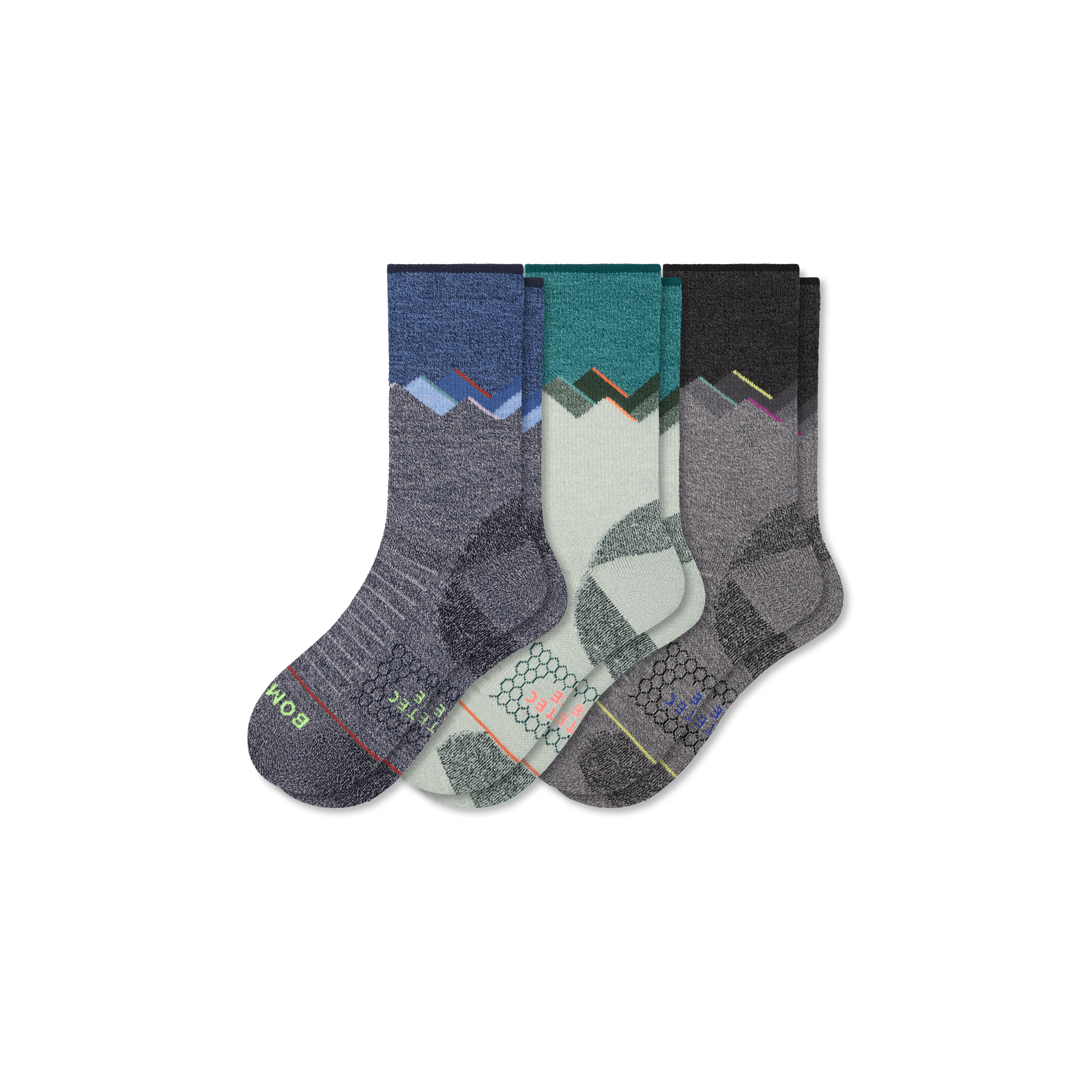Merino Wool Blend Hiking Calf Sock 3-Pack - Charcoal Ash Mix