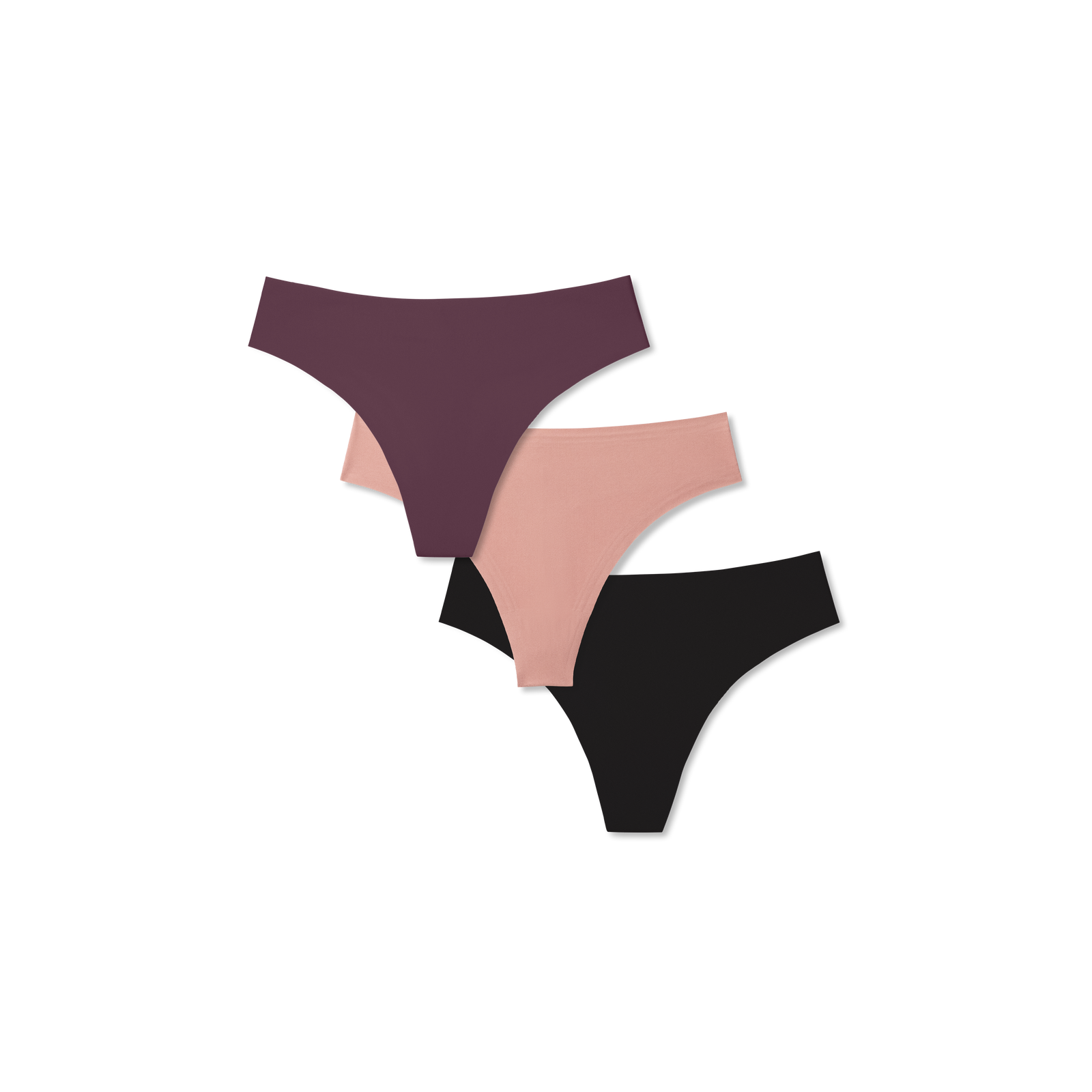 Women's No Show Thong 3-Pack - Coco Black Mix L