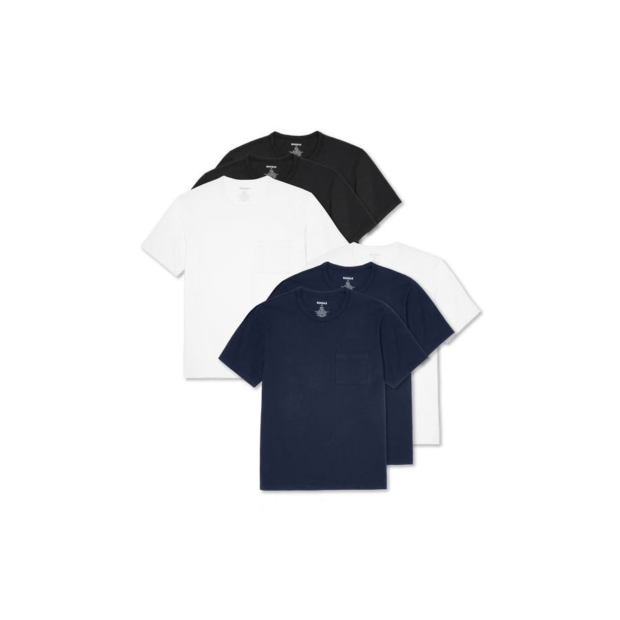 Men's Premium Weight Pocket Crew Neck T-Shirt 6-Pack - Essential Crew Fit