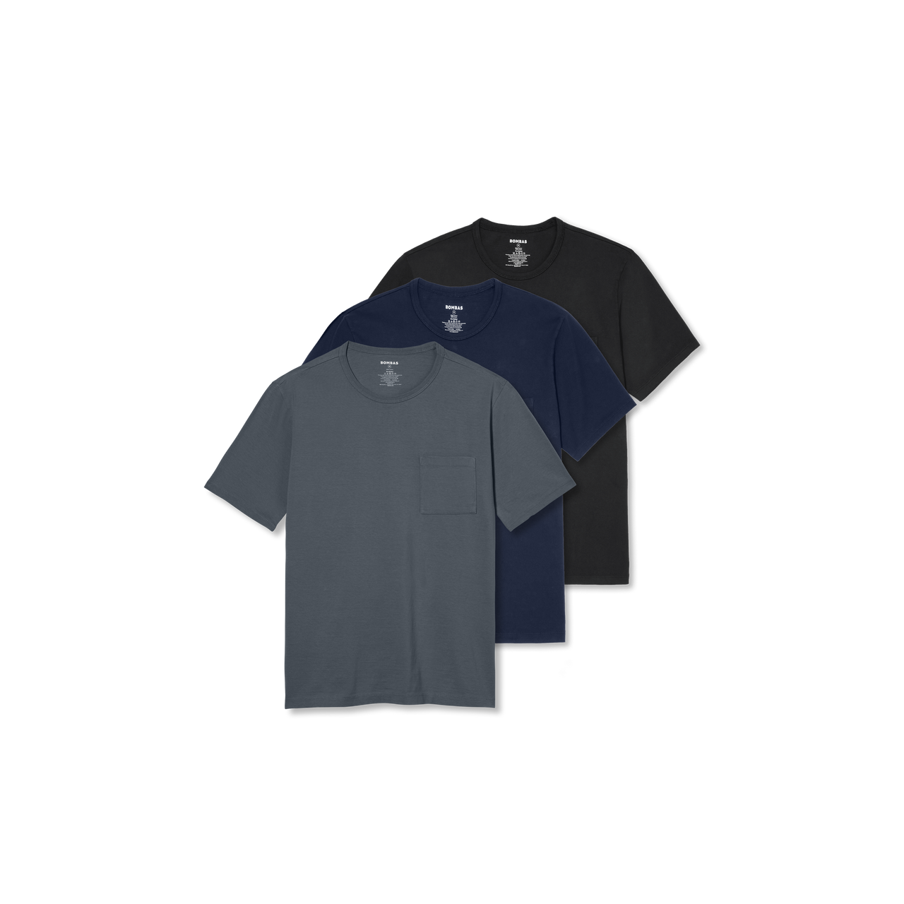 Menâ€™s Premium Weight Pocket Crew Neck T-Shirt 3-Pack - Dark Pebble Mix L