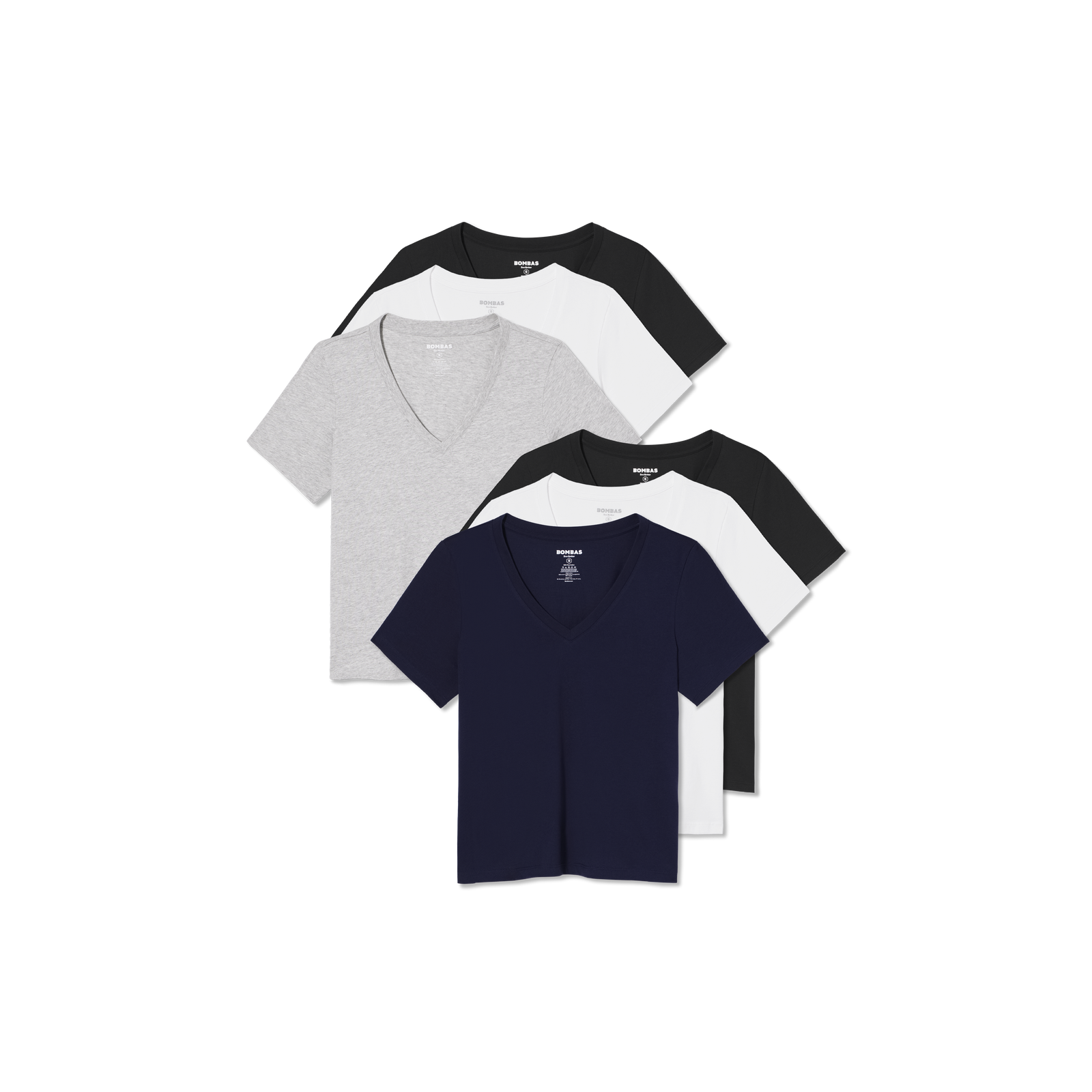 Women's Pima Cotton V-Neck T-Shirt 6-Pack - Dark Varsity Grey Mix L