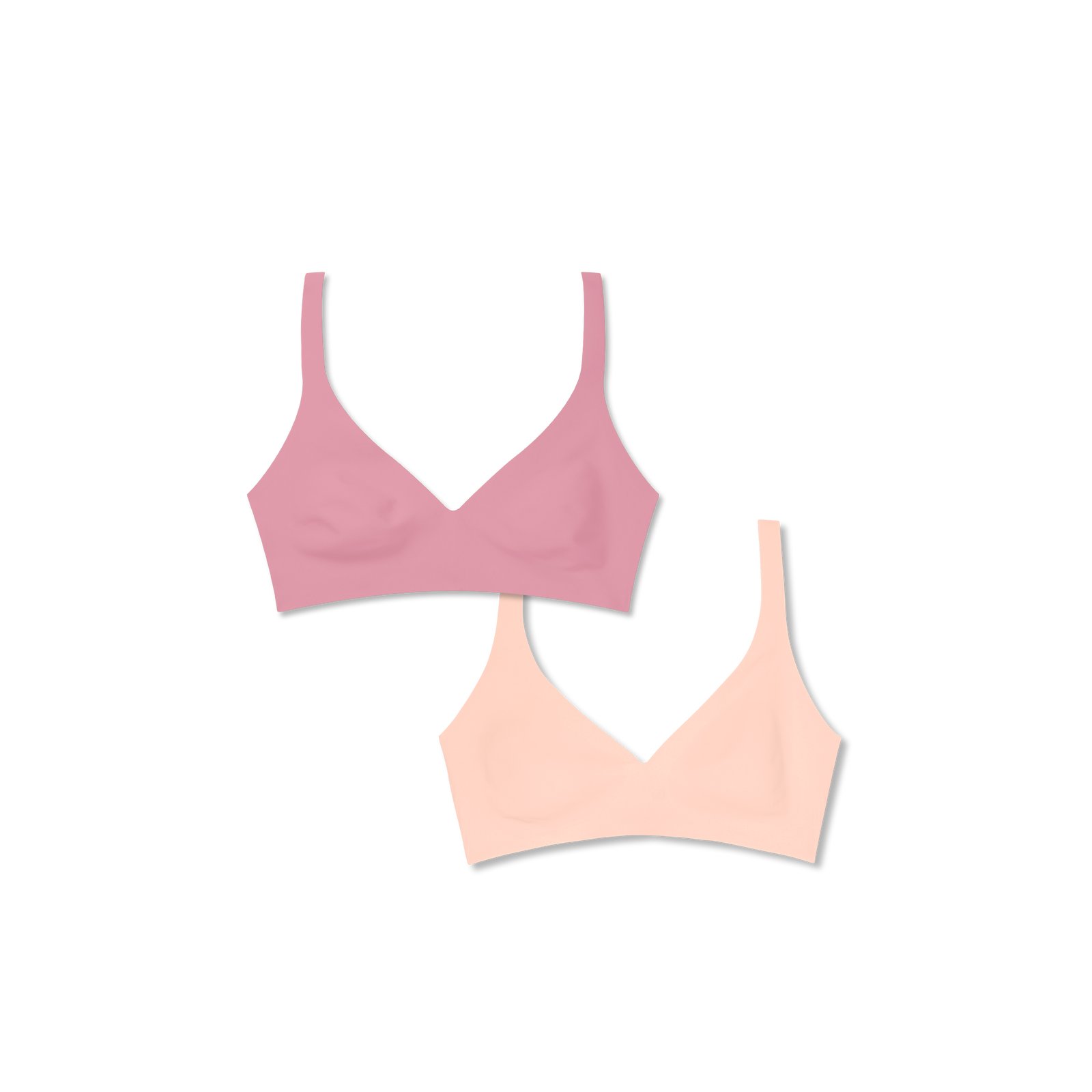 Womenâ€™s No Show Plunge Bralette 2-Pack - Dried Rose x Pink Sandstone L