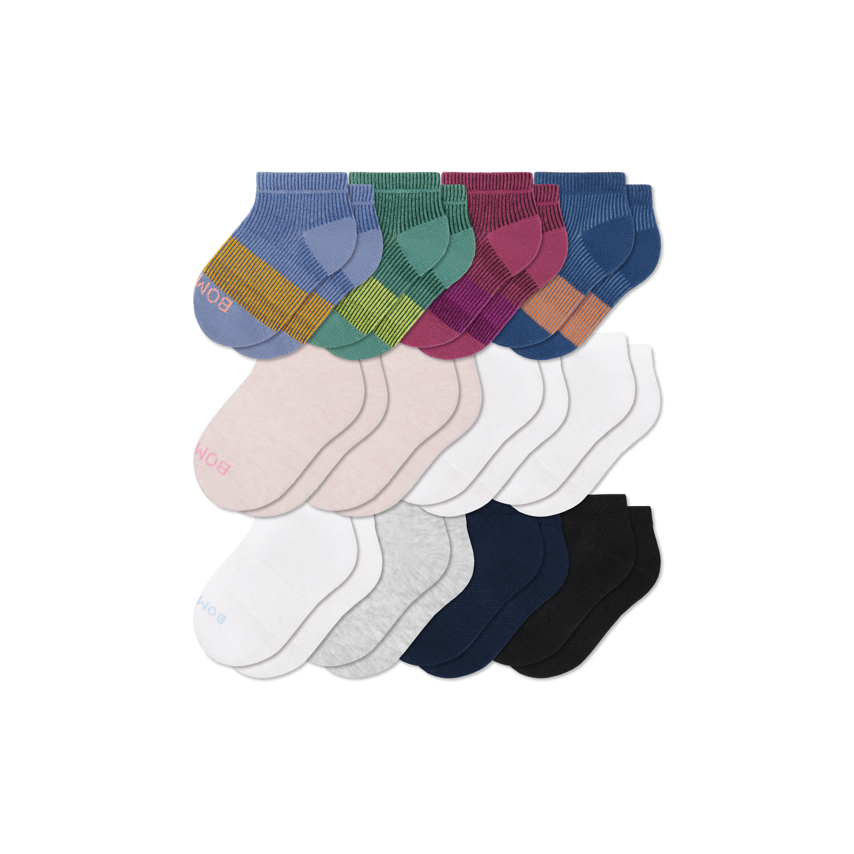 Junior Lightweight Ankle Sock 12-Pack - Fjord Navy Pink Mix