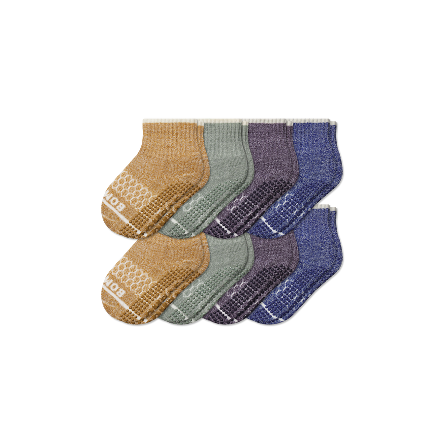 Toddler Merino Wool Blend Gripper Calf Sock 8-Pack - Trail No Show Move