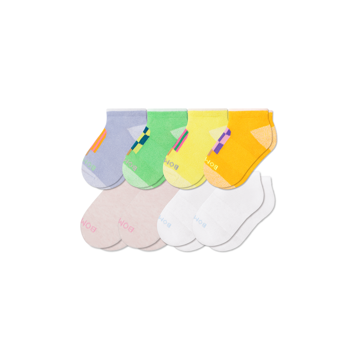 Junior Lightweight Ankle Sock 8-Pack - Glow Pop Pink Mix L