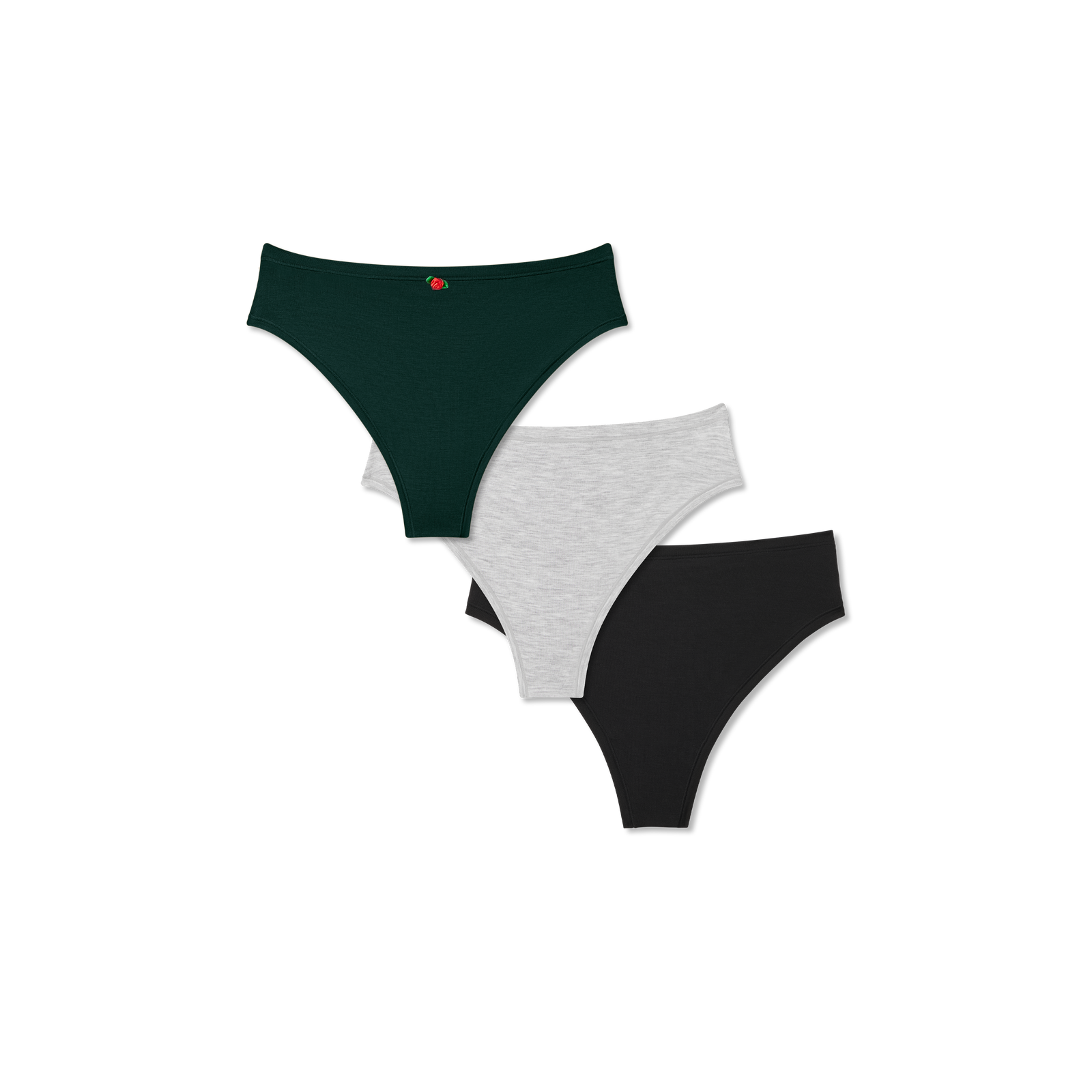 Women's Super Soft Thong 3-Pack - Green Grey Black Mix L