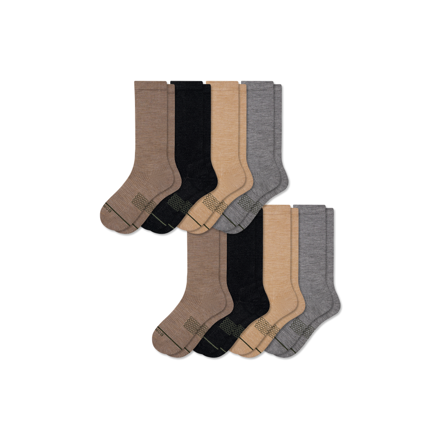 Men's Merino Wool Blend Modern Rib Calf Sock 8-Pack - Light Run Cushion