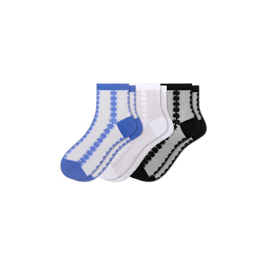 Women’s Sheer Quarter Sock 3-Pack - Comfort Everyday Cushion