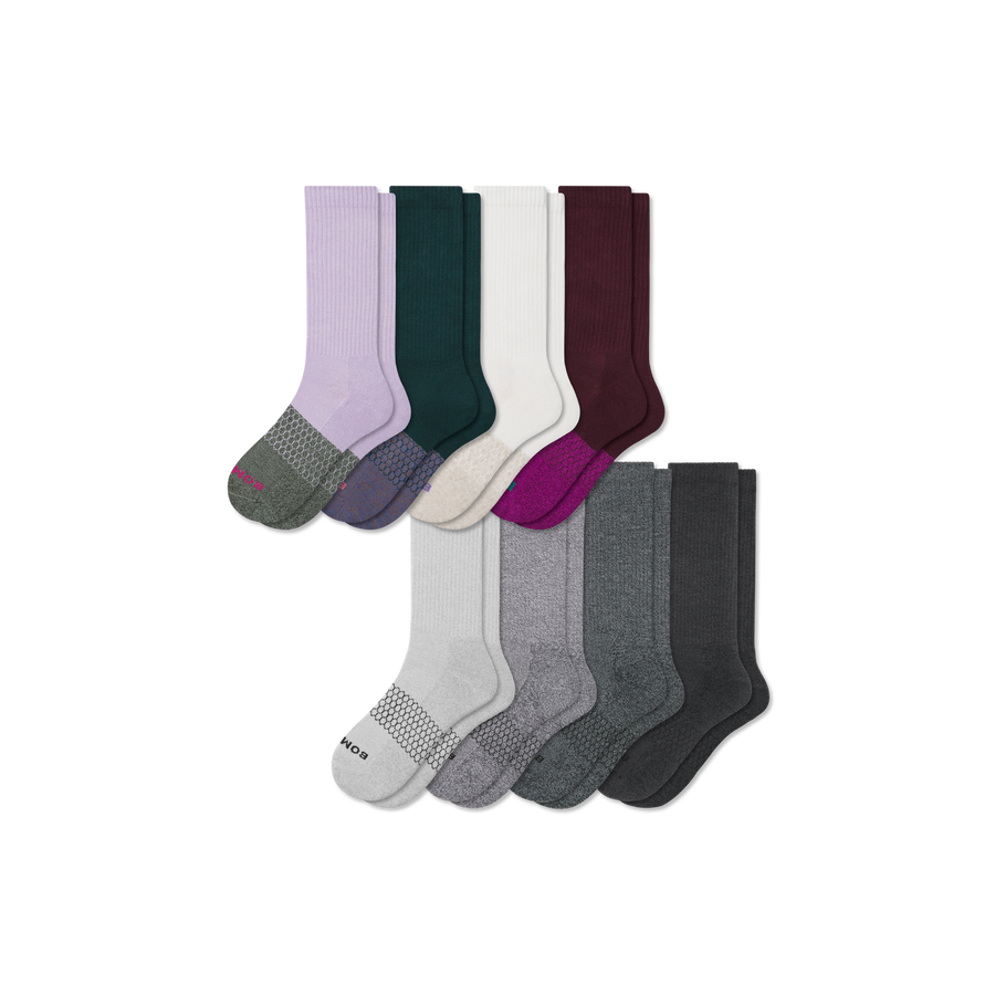 Women's Marl Calf Sock 8-Pack - Breathable Crew Wear
