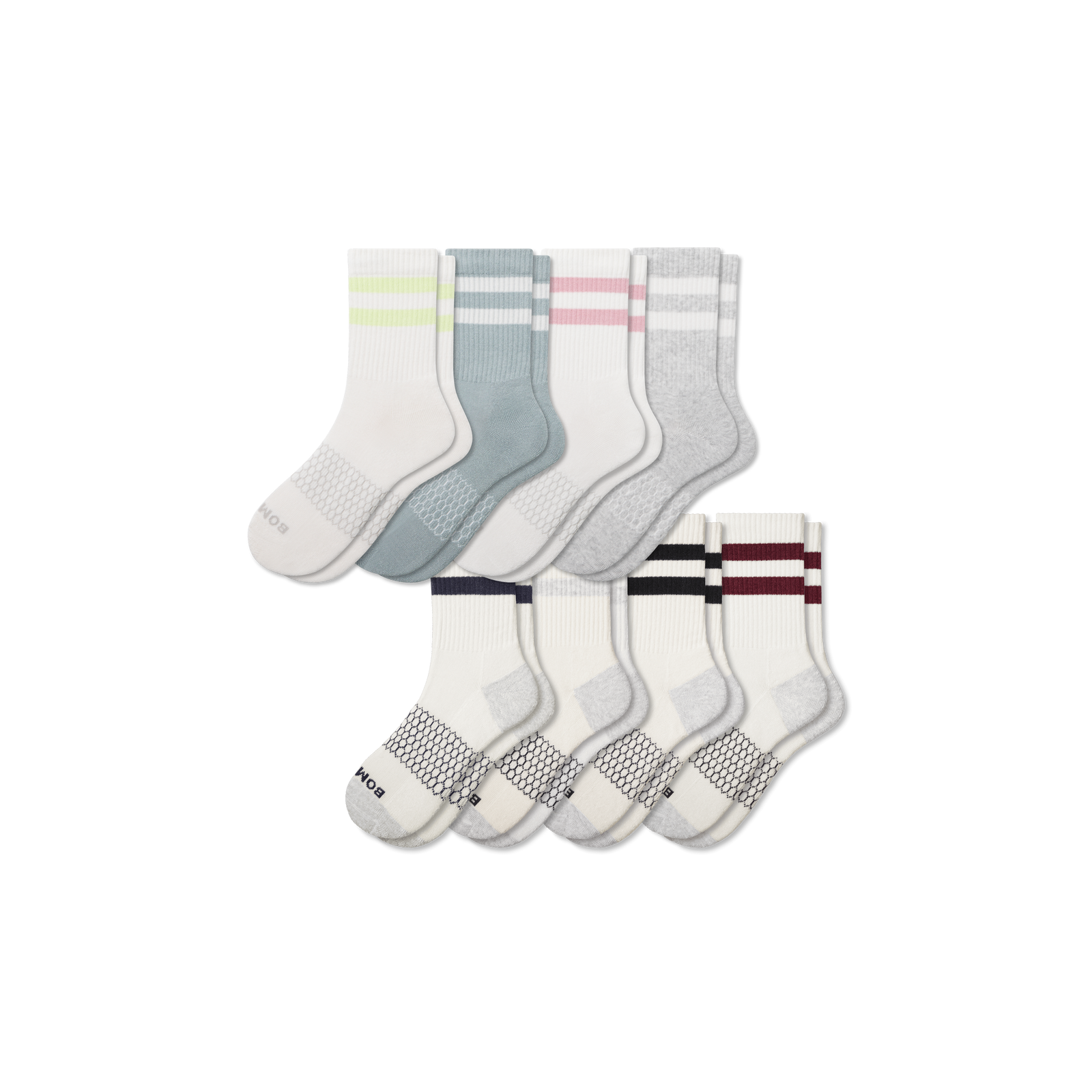 Women's Vintage Stripes Half Calf Sock 8-Pack - Lime Rose Mix