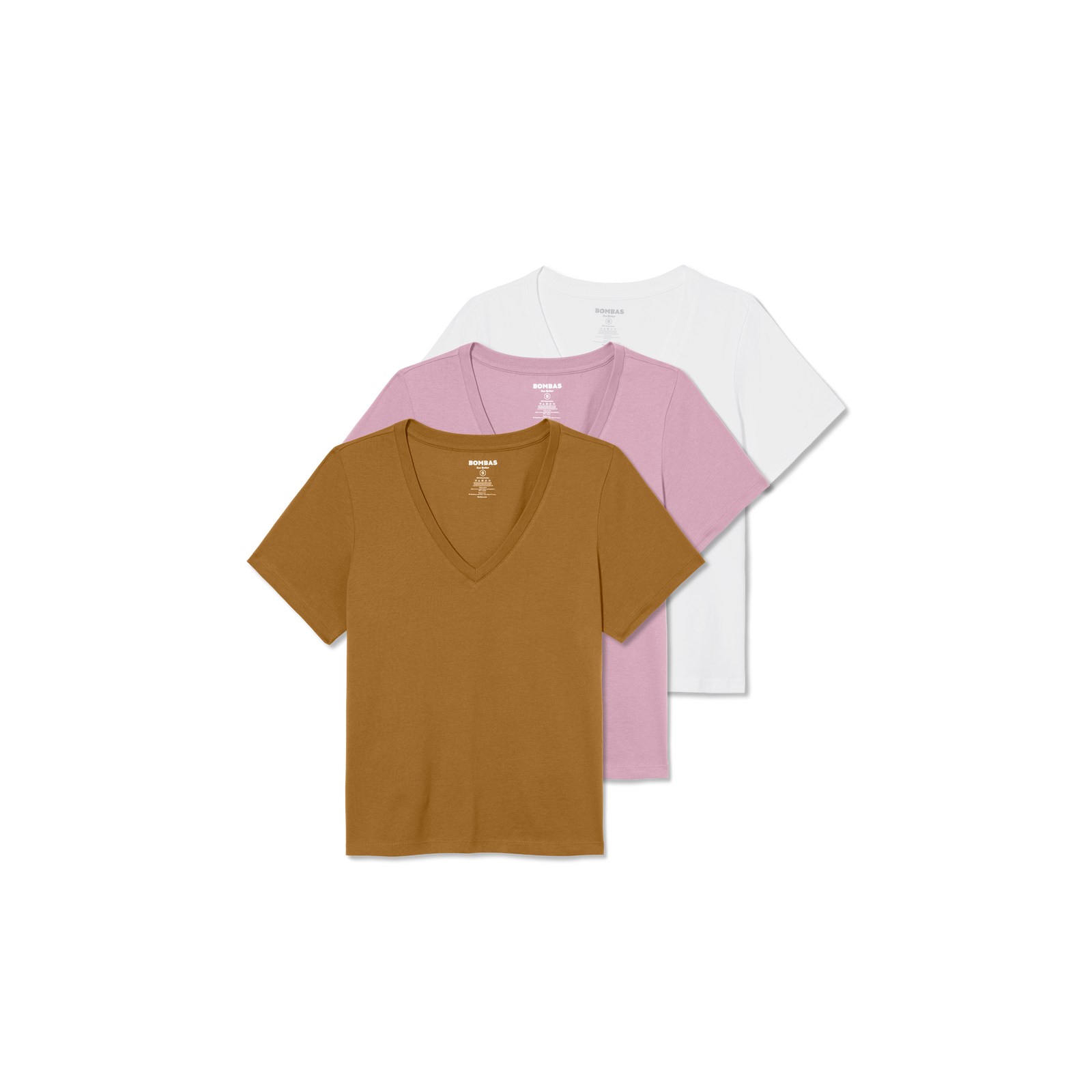 Women's Pima Cotton V-Neck Shirt 3-Pack - Mauve Canteen White Mix L