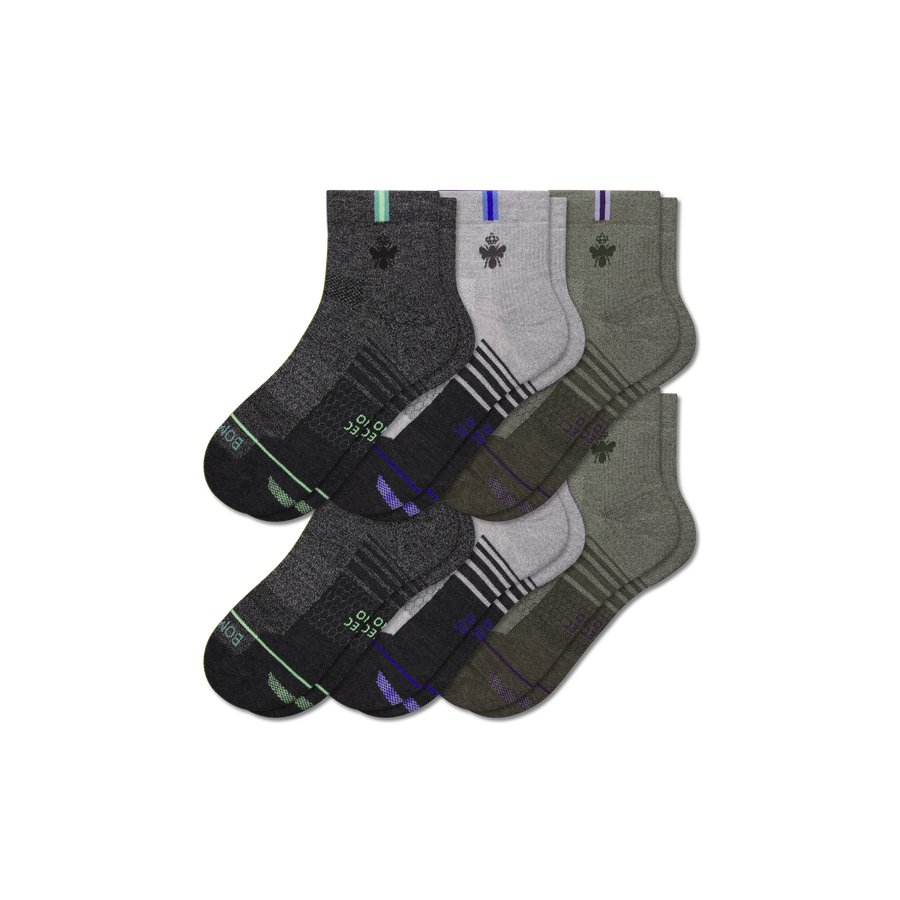 Men's Merino Wool Blend Run Quarter Sock 6-Pack - Cushion Weekend Move