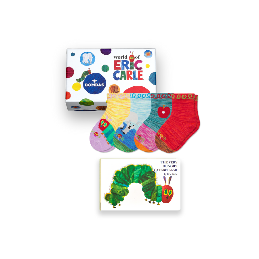 Toddler Eric Carle Lightweight Calf Sock 4-Pack Gift Box & Book - Simple Stash Choice