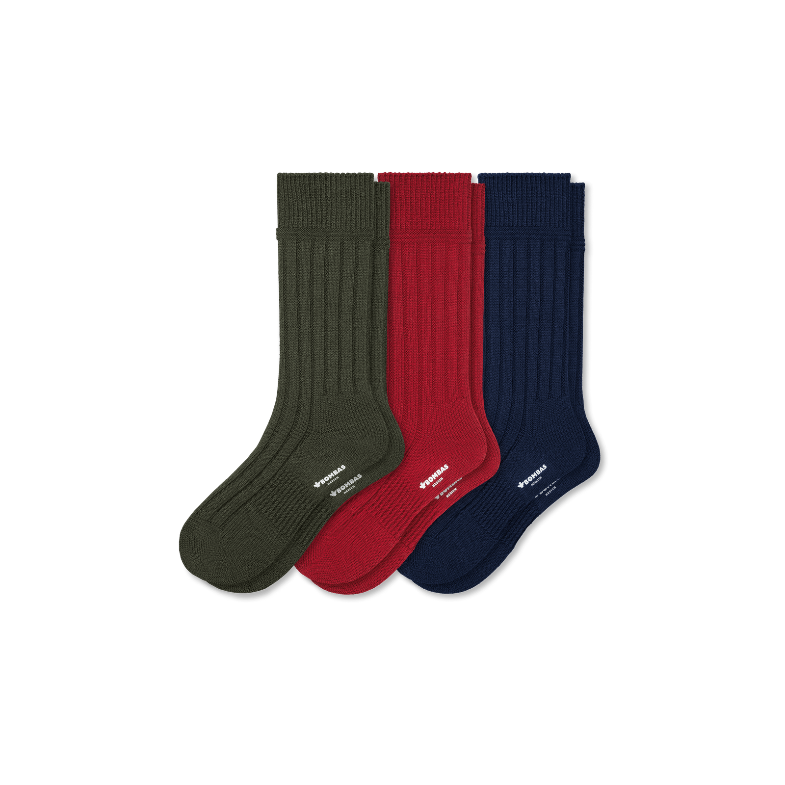 Men's Merino Rib Cashmere Blend Calf Sock 3-Pack - Navy Crimson Mix