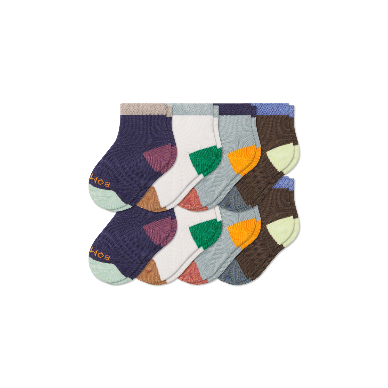 Toddler Lightweight Calf Sock 8-Pack - Navy Moss Mix L