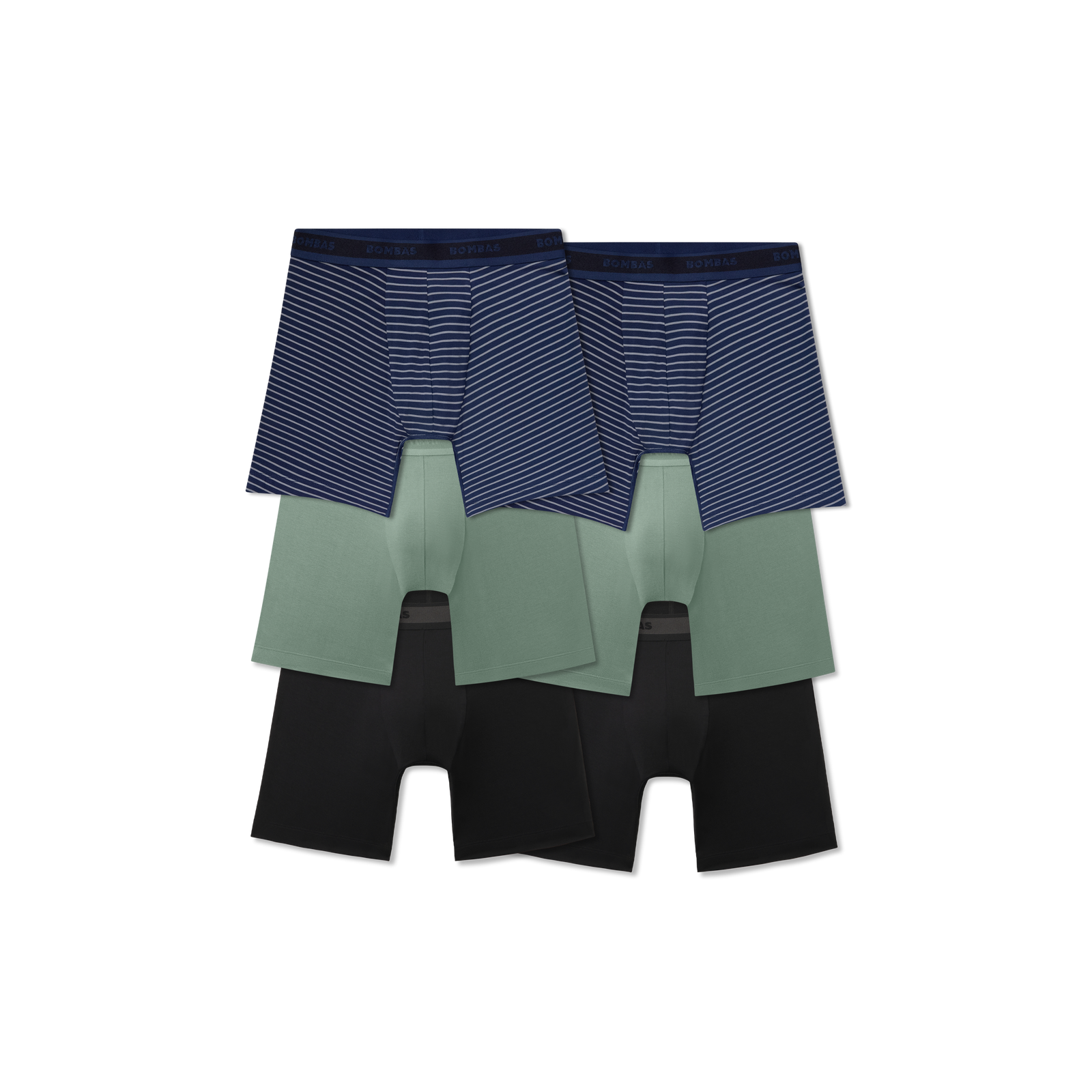 Men's Soft Flex Boxer Brief 6" 6-Pack - Navy Sage Black Mix L