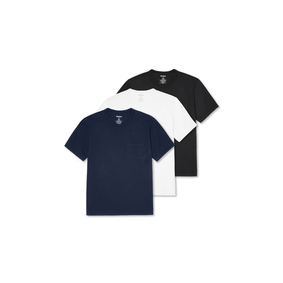 Men’s Premium Weight Pocket Crew Neck T-Shirt 3-Pack - Clean Studio Ready