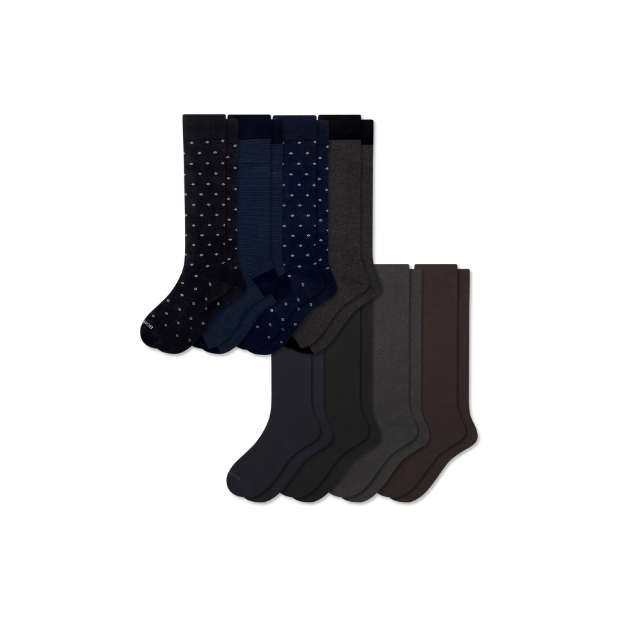 Men's Dress Over the Calf Sock 8-Pack - Easy Hike Support
