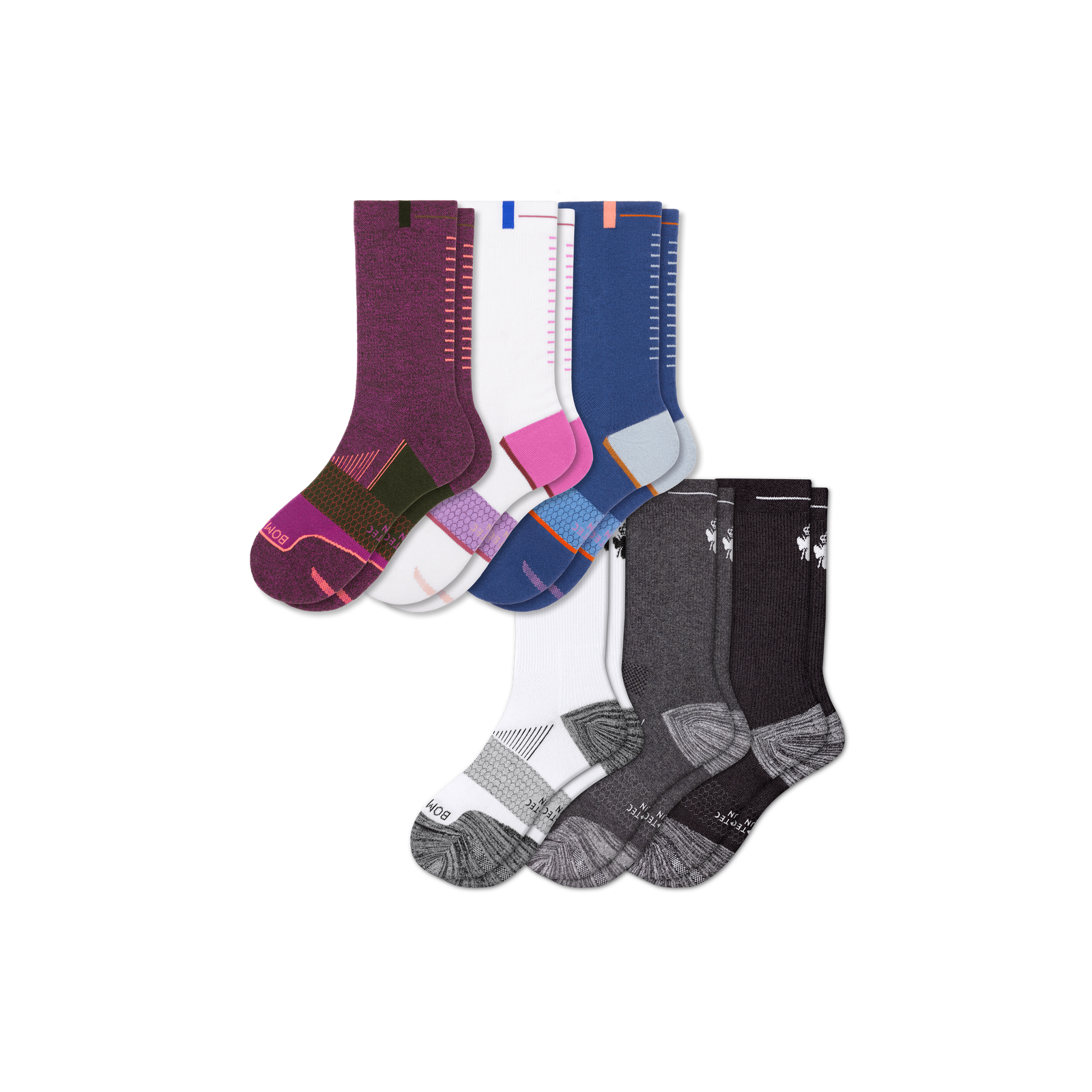 Women's Running Calf Sock 6-Pack - Peach Cloud Mix L