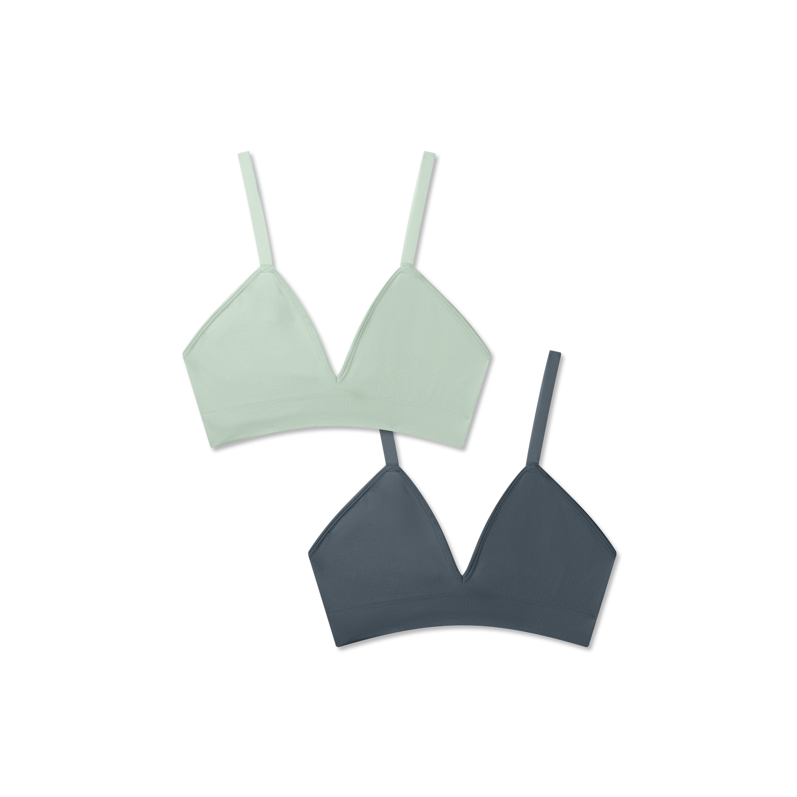 Women's Seamless Triangle Bralette 2-Pack - Pebble x Mint Foam L