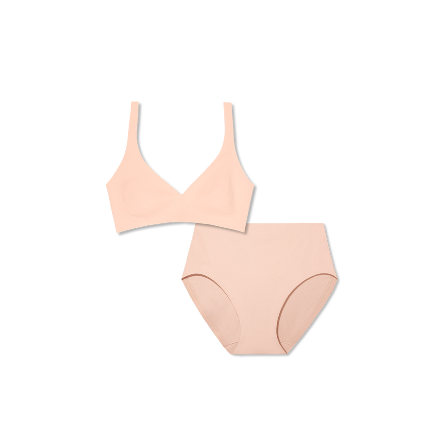 Women’s No Show Plunge Bralette + High Rise Brief Pack - Smooth Finish