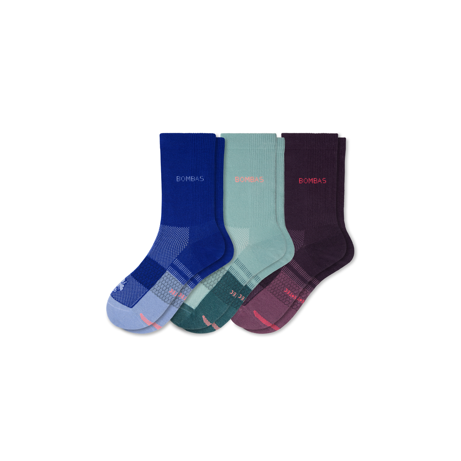 Men's Lightweight Athletic Half Calf Sock 3-Pack - Plum Sky Mix L