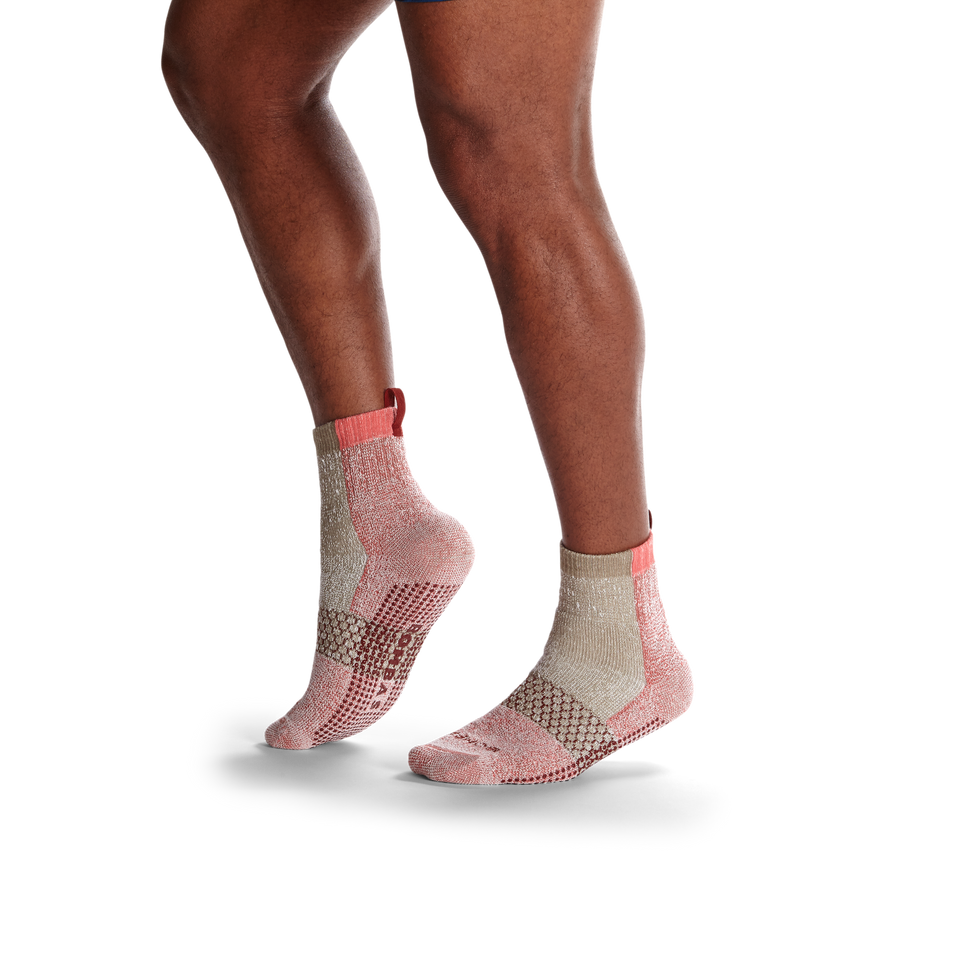 Men's Merino Wool Gripper House Socks - red-clay - 11