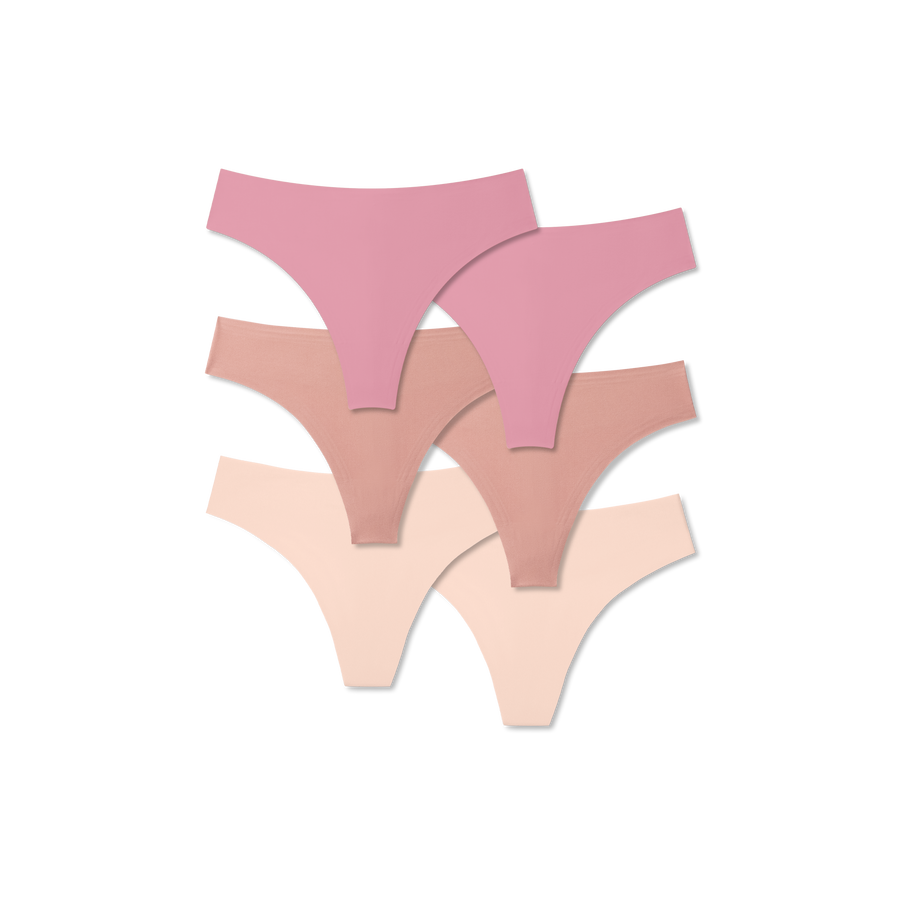 Women's No Show Thong 6-Pack - Calm Lounge Layer