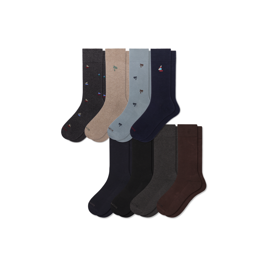 Men's Dress Calf Sock 8-Pack - Smooth Ankle Support