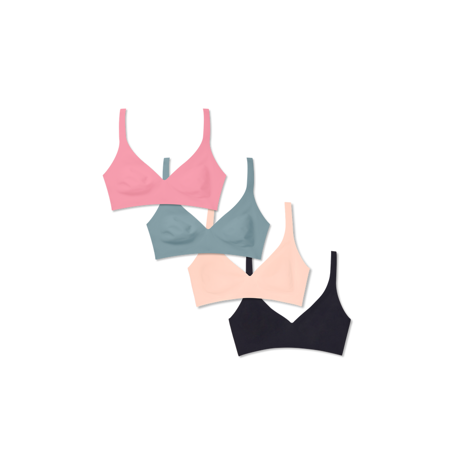 Women’s No Show Plunge Bralette 4-Pack - Clean Neckline
