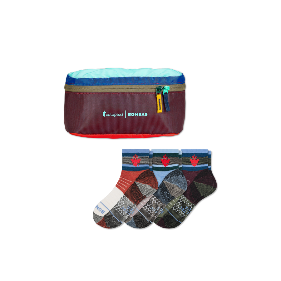 Cotopaxi x Bombas Merino Wool Blend Hiking Quarter Sock 3-Pack & Fanny Pack - Easy Carry
