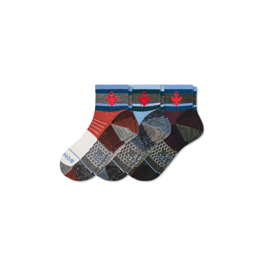 Cotopaxi x Bombas Merino Wool Blend Hiking Quarter Sock 3-Pack - Run No Show Pair