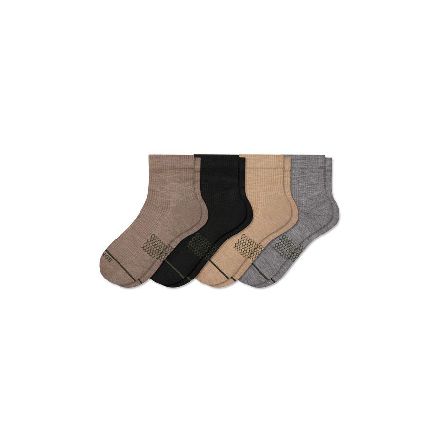 Men's Merino Wool Blend Modern Rib Quarter Sock 4-Pack - Trail Lounge Pair