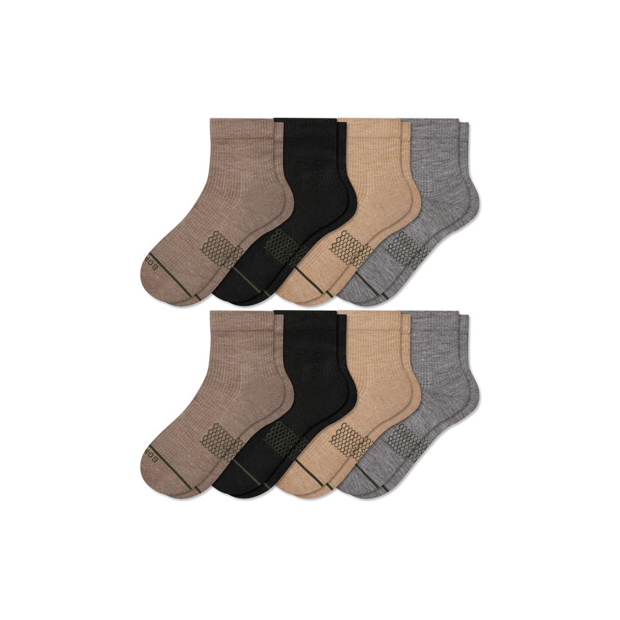 Men's Merino Wool Blend Modern Rib Quarter Sock 8-Pack - Easy Crew Comfort