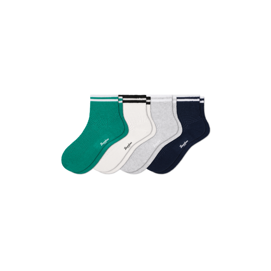 Women's Vintage Stripes Open Knit Quarter Sock 4-Pack - Weekend Lounge Support