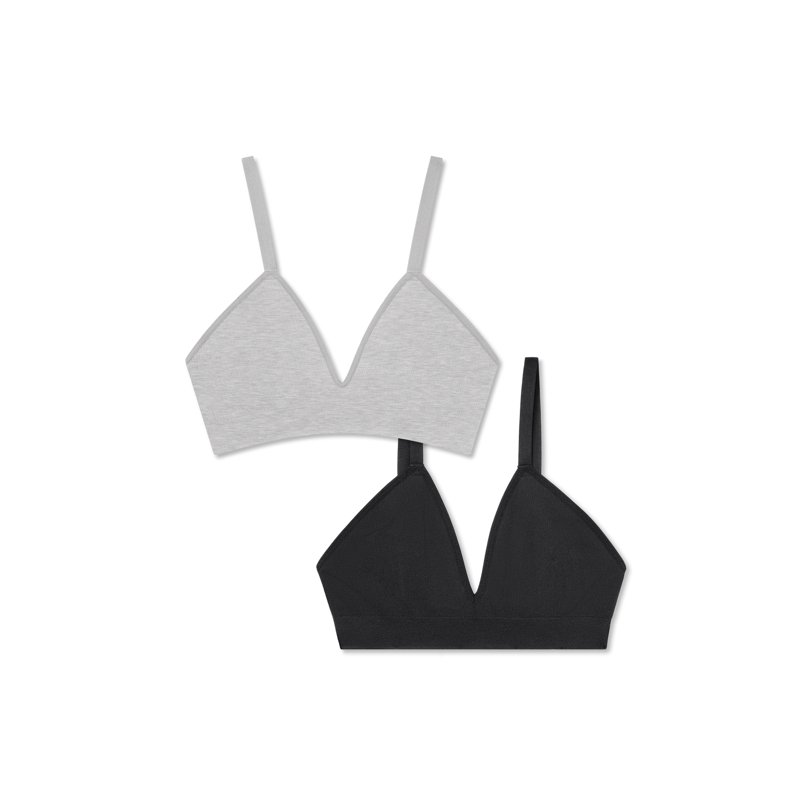 Women's Seamless Triangle Bralette 2-Pack - Varsity Heather Grey x Black L