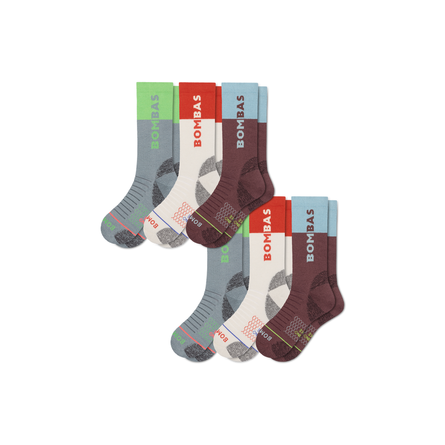 Men's Merino Wool Blend Hiking Calf Sock 6-Pack - Outdoor Office Wear