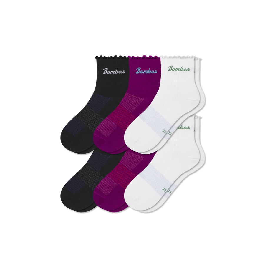 Women’s UltraLite Ruffle Sport Quarter Sock 6-Pack - Outdoor Pair