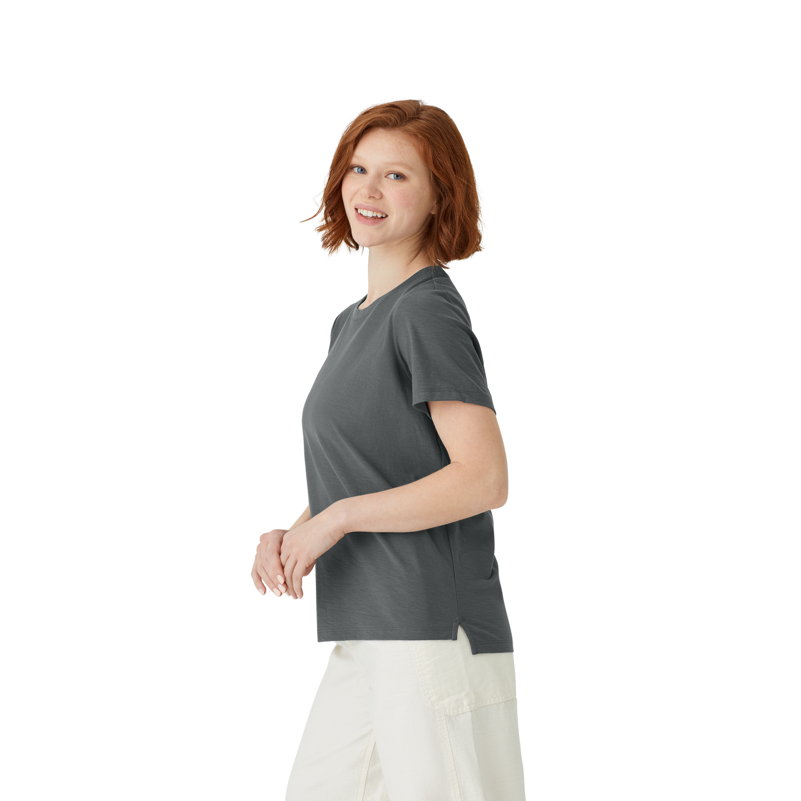 Air Slub Crew Neck T-Shirt Washed Black WO2