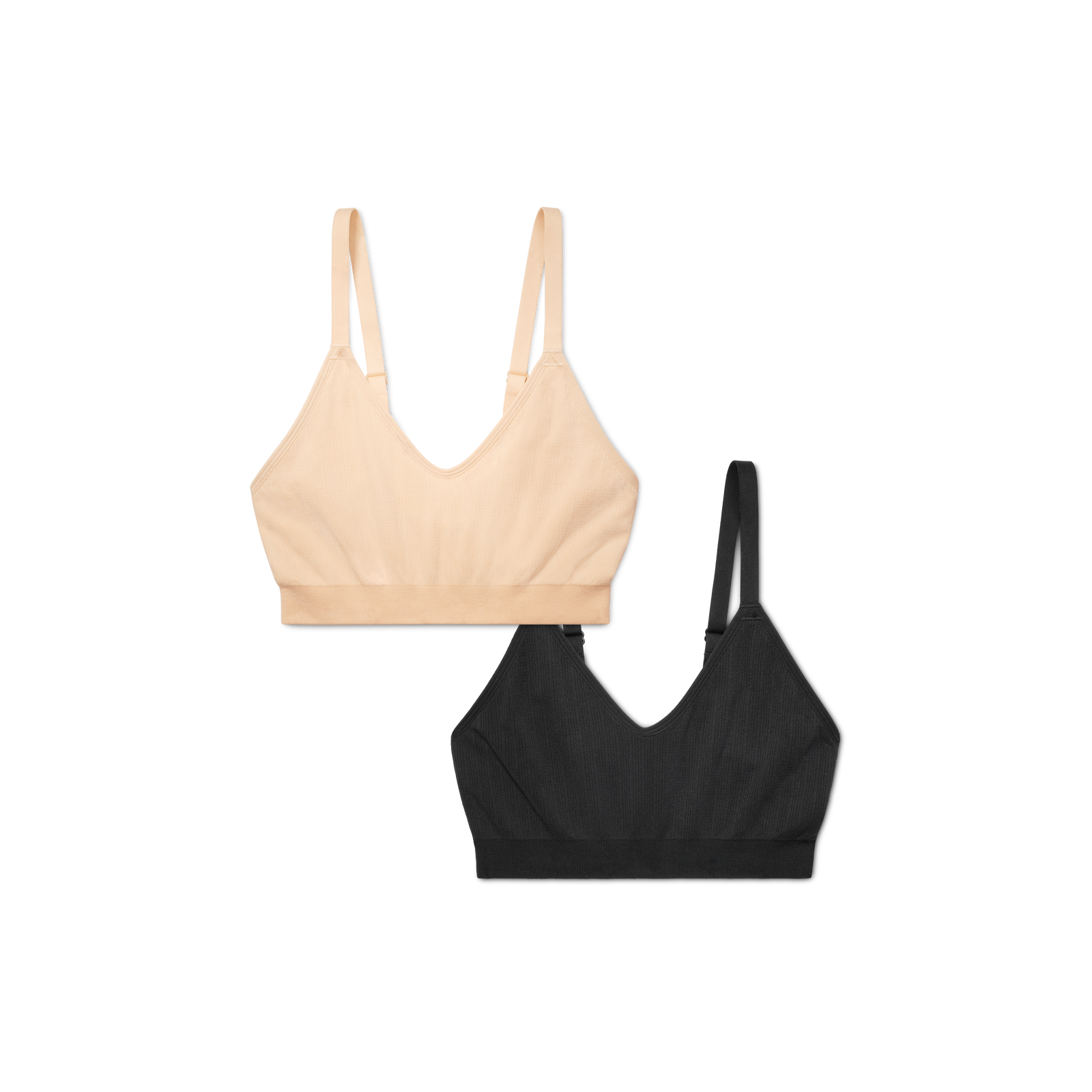 Women's Ribbed Seamless Bralette Wheat Mix 2-Pack L
