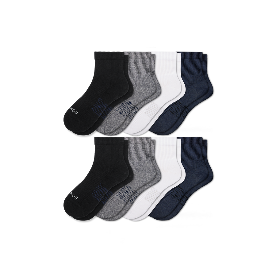 Men's Modern Rib Quarter Sock 8-Pack - Breathable Low Cut Rotation